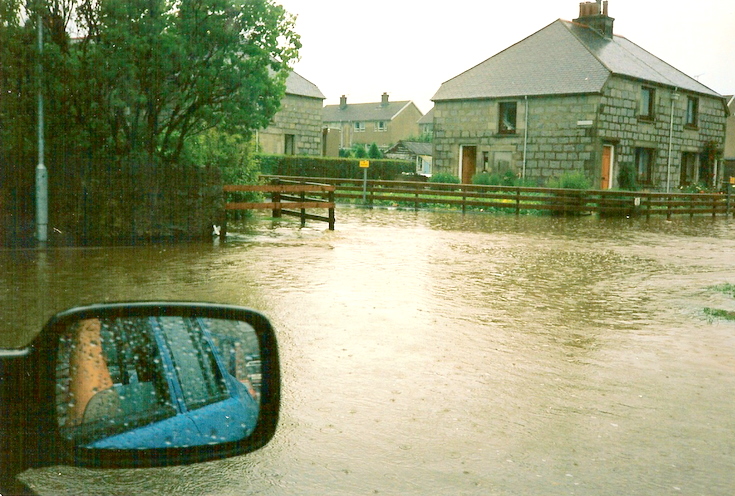 Flood at the bottom of Ashgrove, Alford
